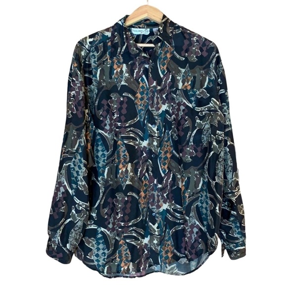 Vintage Thums Up abstract print silk shirt Size Medium - Picture 1 of 10